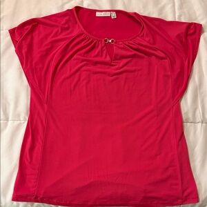 Susan Graver Vibrant Pink Short Sleeve Top